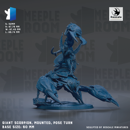 The image is a detailed miniature of a giant scorpion, mounted on a base and posed for display.
