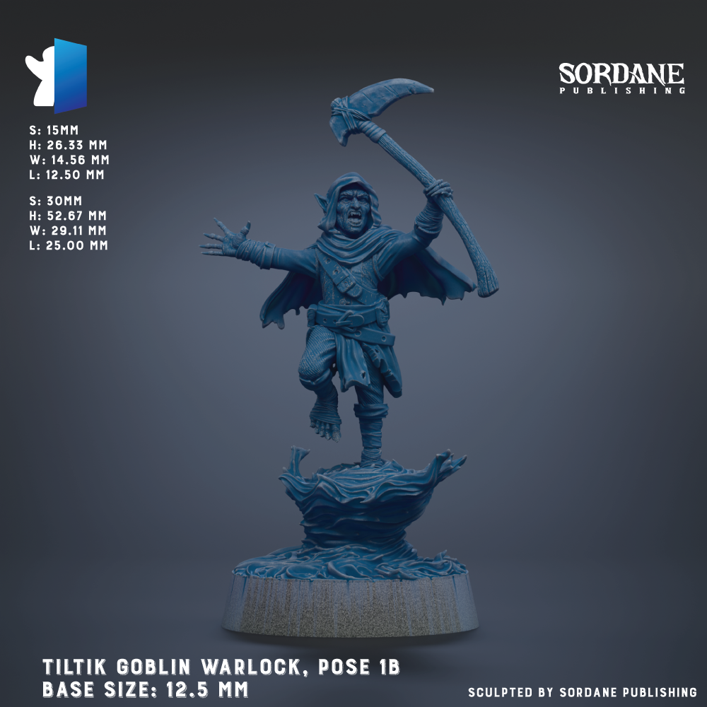 a figurine of a character from a fantasy game, specifically a troll or warrior, holding a large weapon and standing on a platform. The figurine is in a pose that suggests it is ready for battle or confrontation. The base size of the figurine is 12.5 mm.