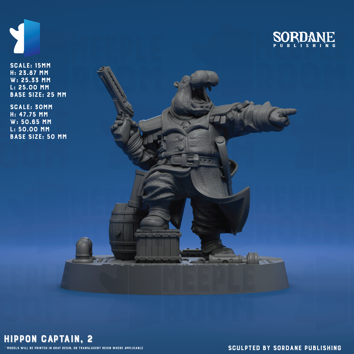 Hippon Captain by Sordane Publishing | Miniature | TTRPG | Unpainted | Print on Demand