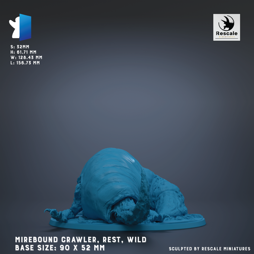 The image is a 3D rendering of a blue, cylindrical object resembling a crawler or crawler, possibly a type of insect or marine creature. The object is resting on a base, and the image is described as a sculpture or a figurine. The base sizes are 90 x 52 mm, and the image is described as wild. The image is a 3D rendering of a blue, cylindrical object, possibly a type of insect or marine creature.