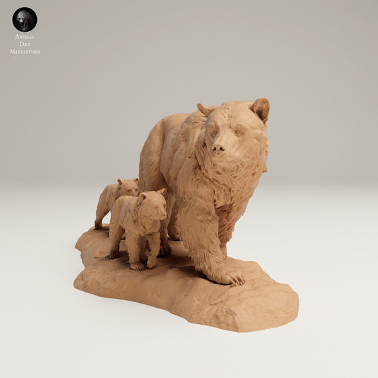 a statue of a bear with two cubs