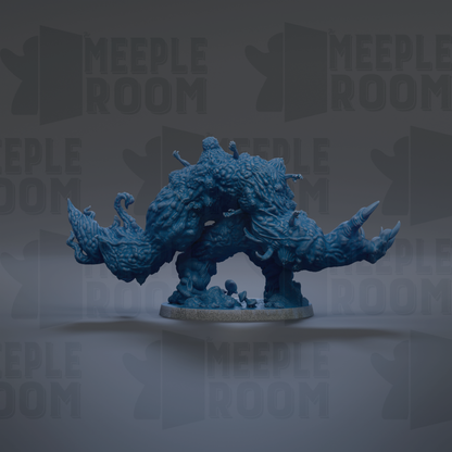 A 3D rendering of a blue, organic-looking creature resembling a dragon or monster, with intricate details and textures.