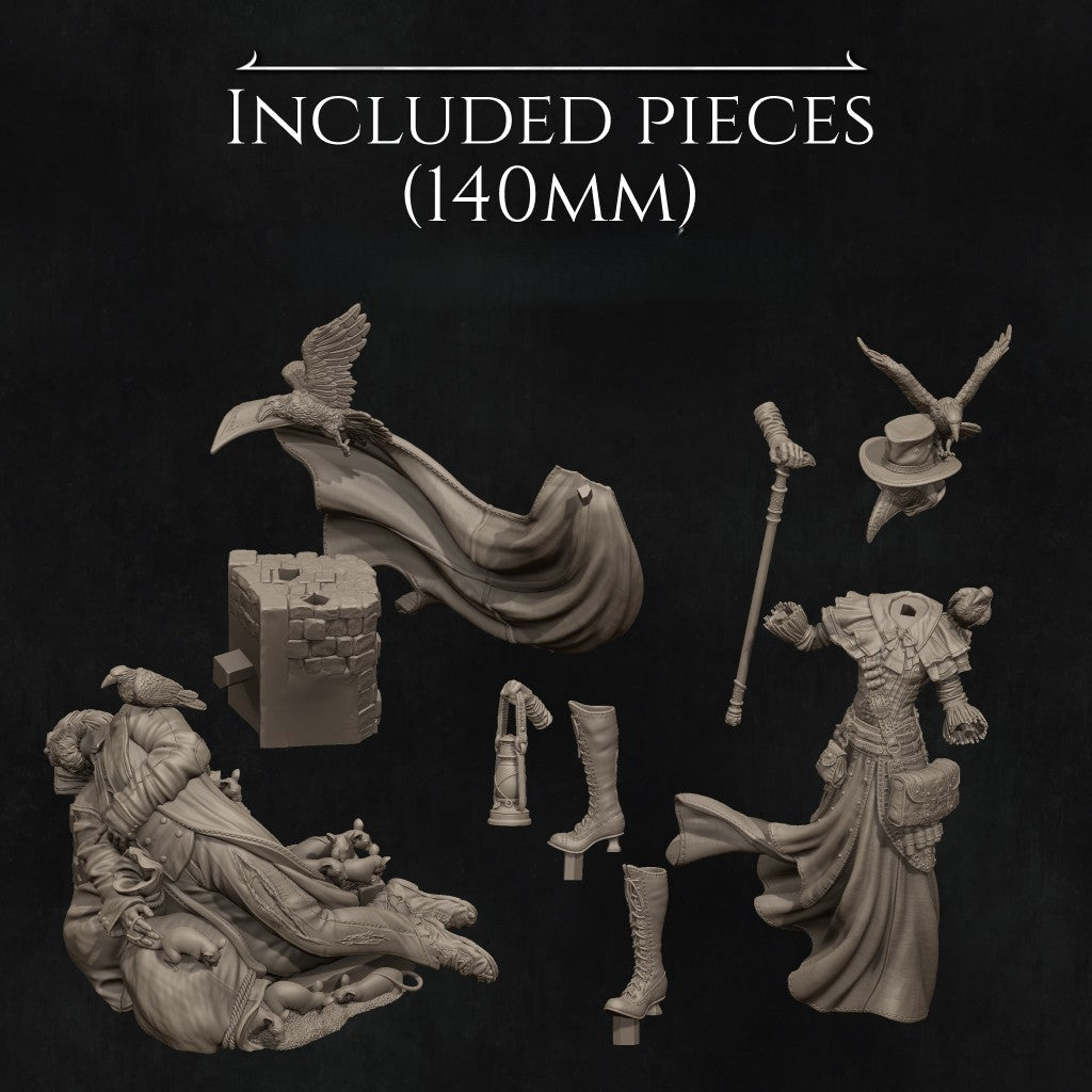 a set of miniature figurines of witches and wizard's