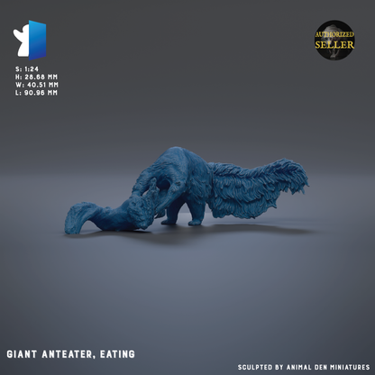 a blue, winged creature with a long tail, possibly a mythical or fantastical creature, and it appears to be eating something.