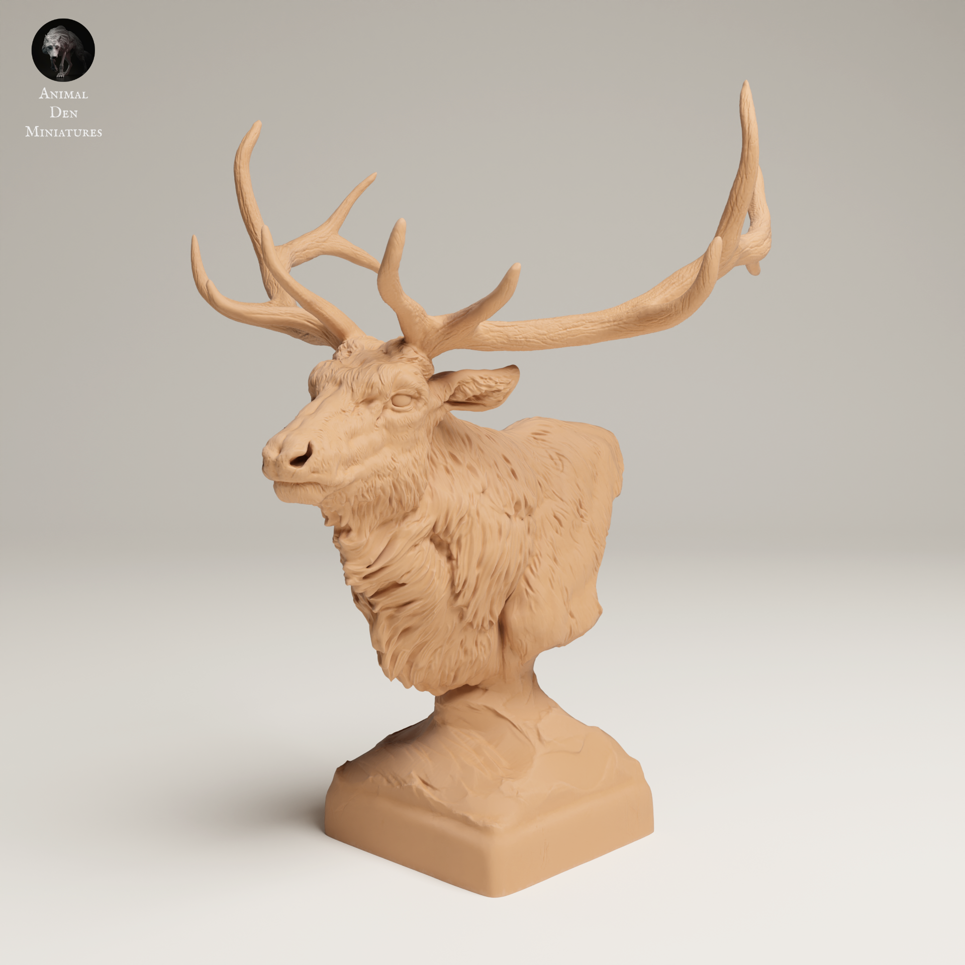 a statue of a deer with antlers on it's head
