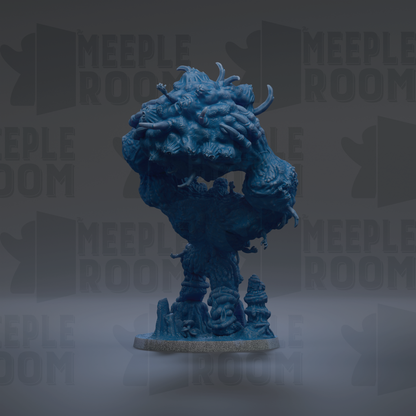 a large, blue, abstract sculpture with a unique, organic shape and intricate details.