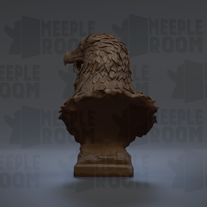 A 3D rendering of a statue of an eagle, with intricate details and a realistic appearance.