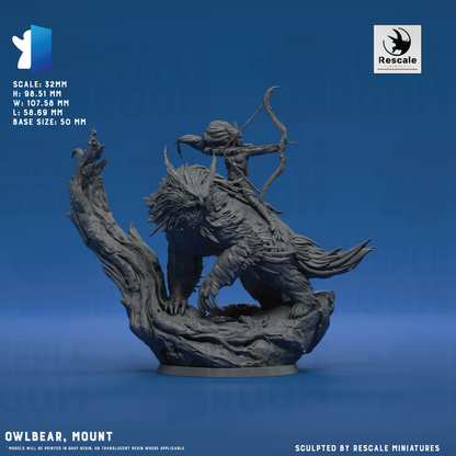 Owlbear by Rescale Miniatures | Miniature | TTRPG | Unpainted | Print on Demand