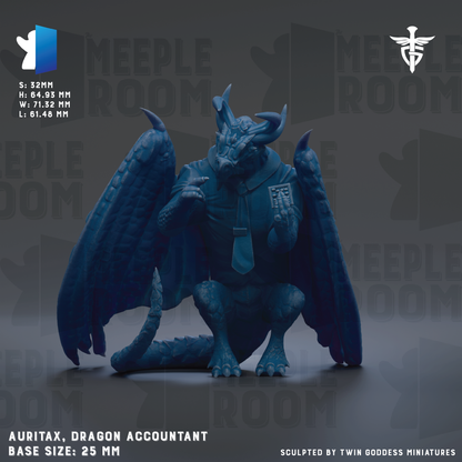 The image is a 3D rendering of a blue dragon-like creature with wings and horns, sitting on its hind legs. The creature appears to be a dragon-like accounting figure, possibly a dragon treasurer or auditor. The background of the image is dark, and there are repeated instances of the word "MELLOWROOM" in the background.