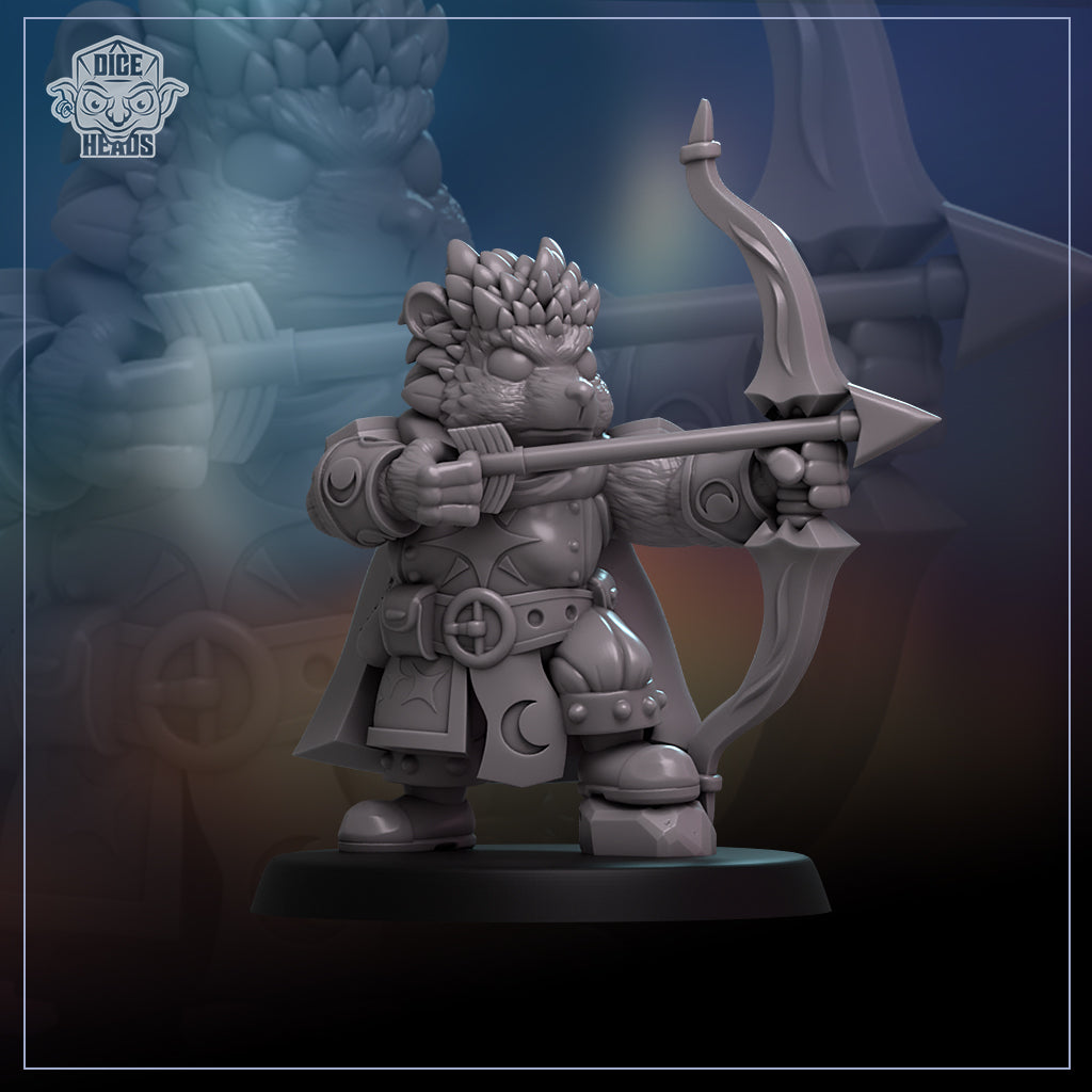 A detailed 3D model of a character holding a bow and arrow, standing in a fighting stance.