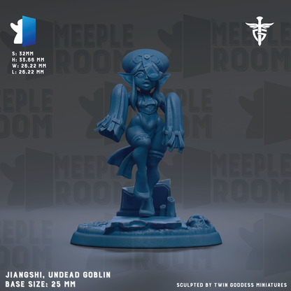 A figurine of a female character in a blue color, resembling a zombie or zombie-like figure, with a skull-like design on its feet. The figurine is placed on a base that is described as a "25mm" size. The background of the image has the text "MEIPLE ROOM" repeated multiple times, indicating that this is a product or artwork related to the "MEIPLE ROOM" brand.
