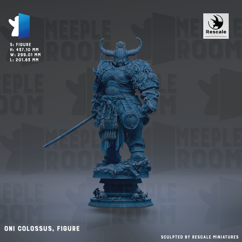 a detailed figurine of a warrior standing on a pedestal, holding a sword in his right hand. The figurine is made of a dark blue material and is the main focus of the image. The background of the image is a dark gray color, which contrasts with the figurine and makes it stand out. The image does not contain any text or additional objects, and the figurine is the only object in the image.