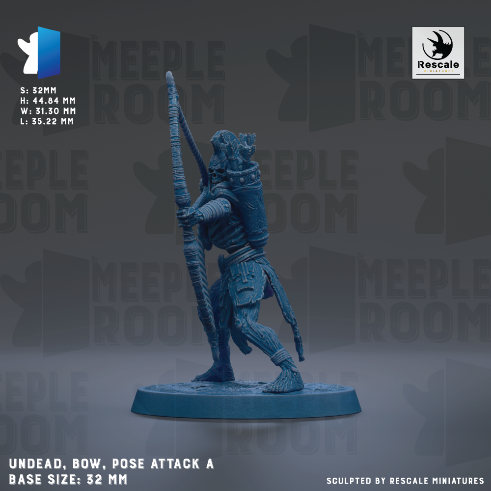 A figurine of a warrior-like character with a bow, standing on a base and posing for the camera.