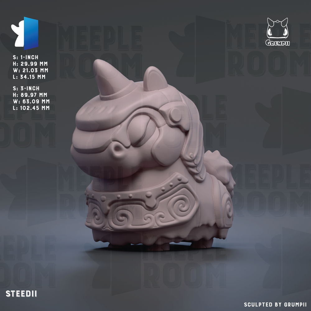 The image is a 3D rendering of a small, light-colored figurine with a pointed hat and decorative elements, likely representing a character or mascot.