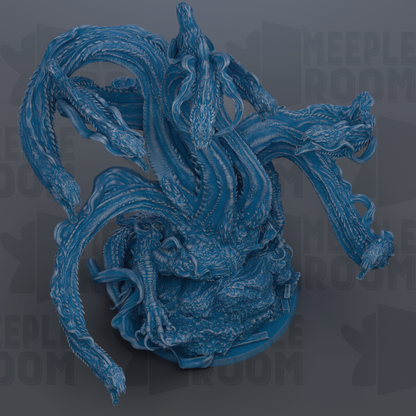 A detailed 3D rendering of a blue, fantastical creature resembling a dragon or serpent, with intricate patterns and textures.