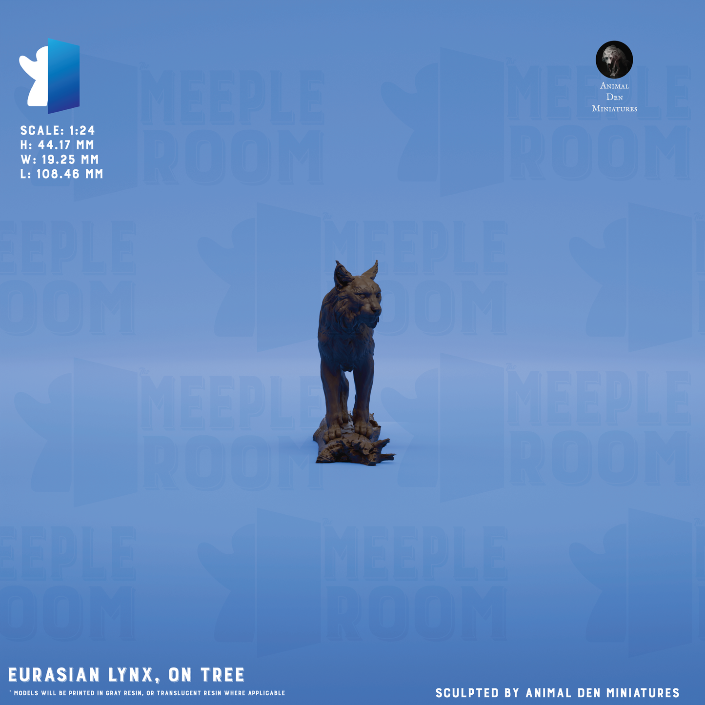 Eurasian Lynx by Animal Den Miniatures | Model Kit | Scale Model | Unpainted | Print on Demand