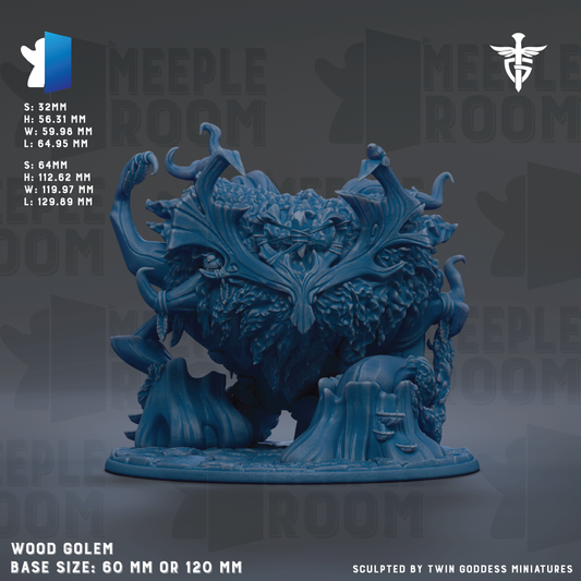 The image is a detailed 3D rendering of a blue, fantastical creature resembling a dragon or serpent, with intricate textures and patterns. The creature is displayed on a base that is either 60 millimeters or 120 millimeters in diameter. The image is a sculpture, and it is created by Twin Goddess Miniatures.