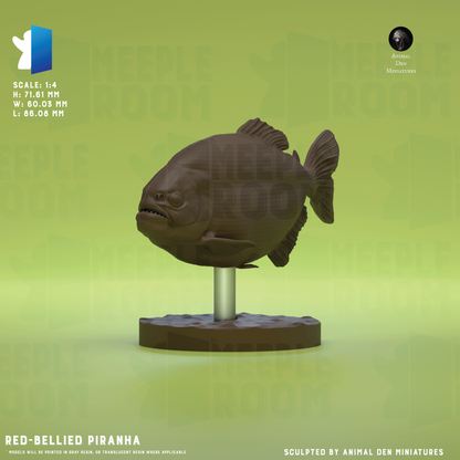 Red-Bellied Piranha by Animal Den Miniatures | Miniature | TTRPG | Unpainted | Print on Demand