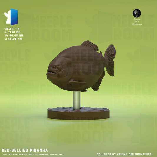 Red-Bellied Piranha by Animal Den Miniatures | Miniature | TTRPG | Unpainted | Print on Demand