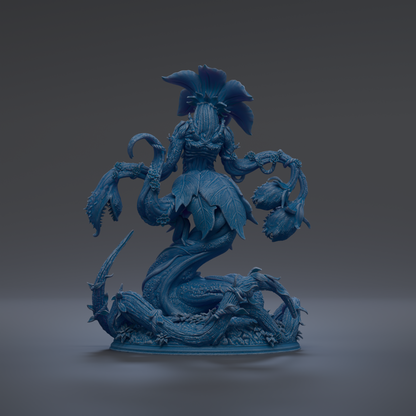 A detailed 3D rendering of a fantastical creature with intricate, organic forms and a blue-green color scheme.