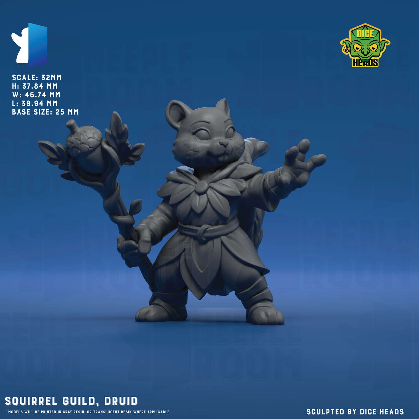 Squirrel Guild by Dice Heads | Miniature | TTRPG | Unpainted | Print on Demand