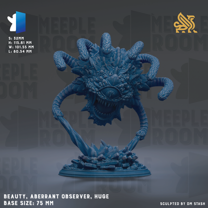 a blue statue of a creature with large teeth