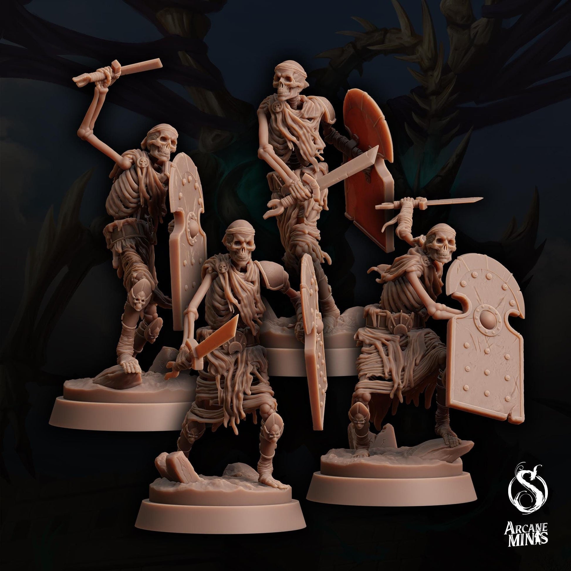 Skeleton Warriors, Swordsmen by Arcane Minis | Please Read Description | Print on Demand