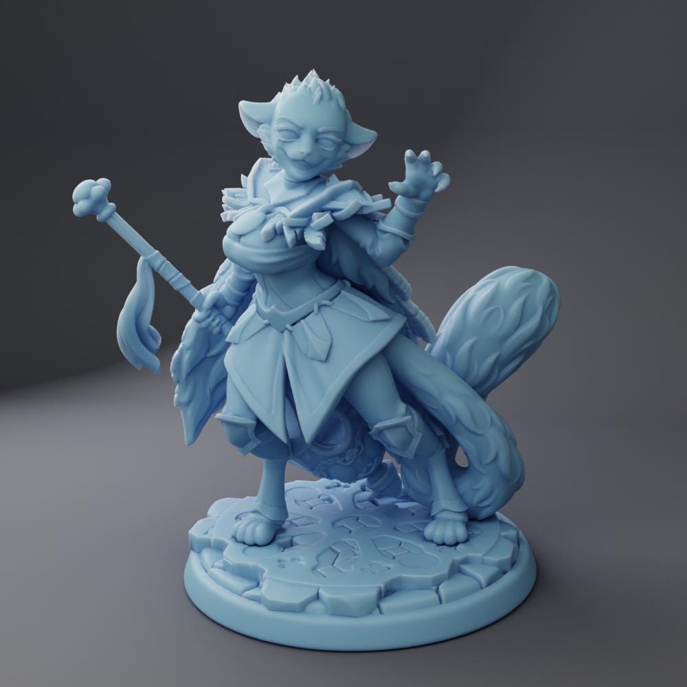 Kizi, Tabaxi Cleric by Twin Goddess Minis | Please Read Description | Print on Demand