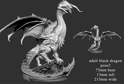 Black Dragon Wyrmling by Mini Monster Mayhem | Please Read Description | Print on Demand