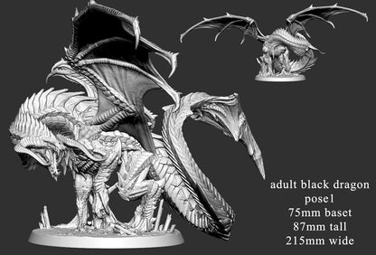 Black Dragon Wyrmling by Mini Monster Mayhem | Please Read Description | Print on Demand