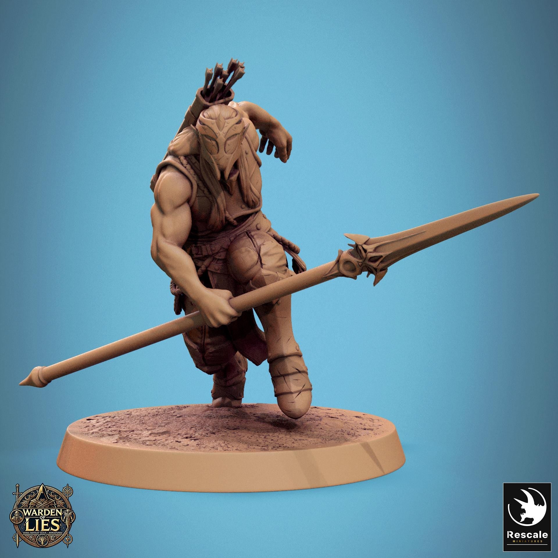 Moon Elf Sentinels, Spears by Rescale Miniatures | Unpainted | Print on Demand | Use Code FREESHIP50