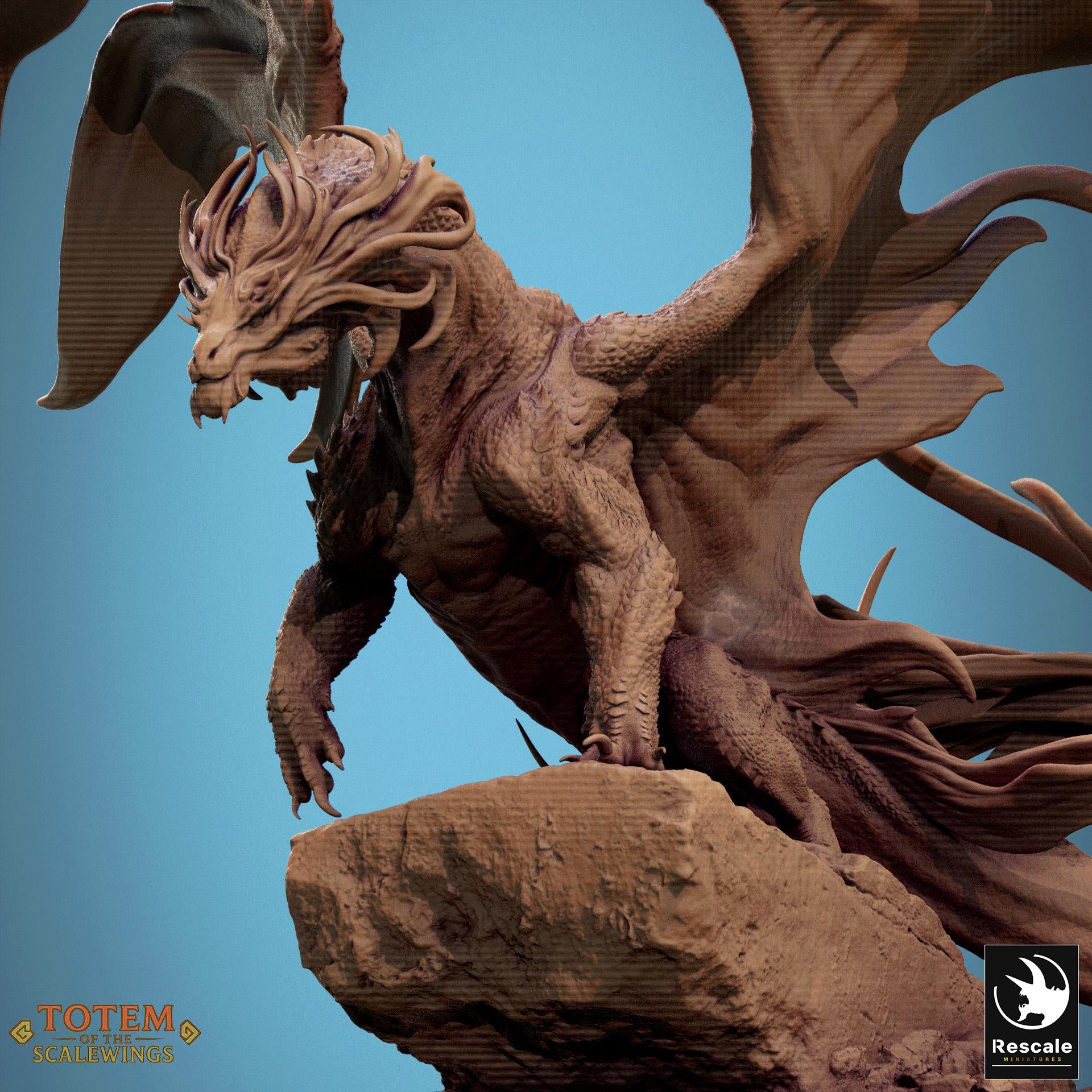 Adult Brass Dragon, 2024 Redesign by Rescale Miniatures | Unpainted | Print on Demand | Use Code FREESHIP50