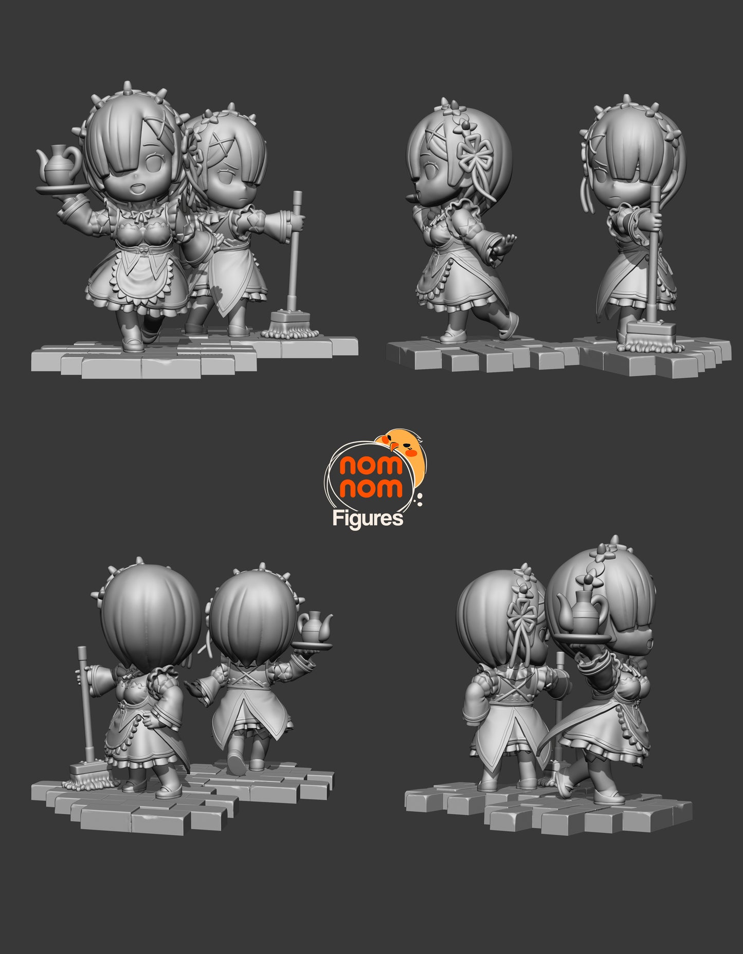 Chibi Twin Maids  by NomNom Figures