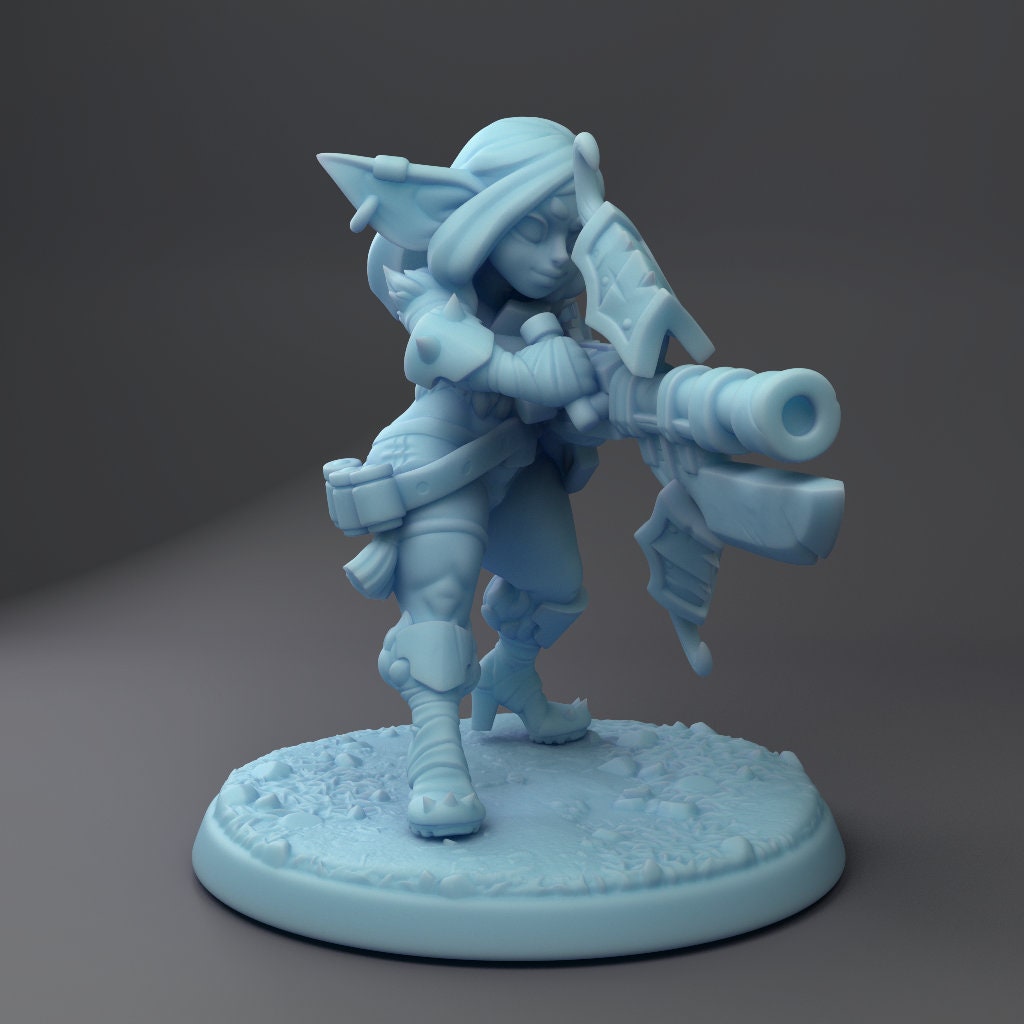 Gobbo Gunner Girl by Twin Goddess Miniatures | Please Read Description | Print on Demand