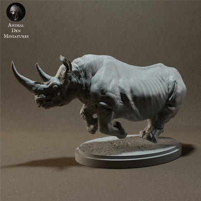 Black Rhino 1:24 Scale Model by Animal Den Miniatures | Please Read Description