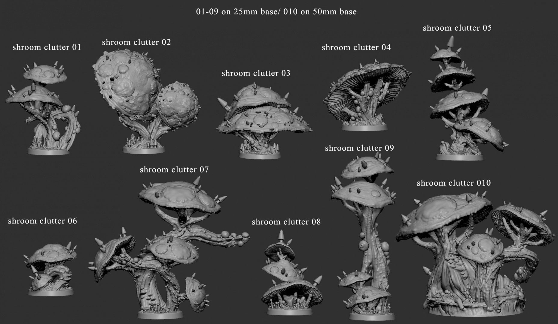 Mushroom Scatter Terrain (10-pk) by Mini Monster Mayhem | Please Read Description