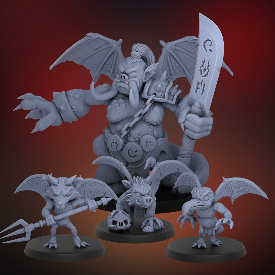 Tusked Demon Lord and Imps by Dice Heads | Please Read Description