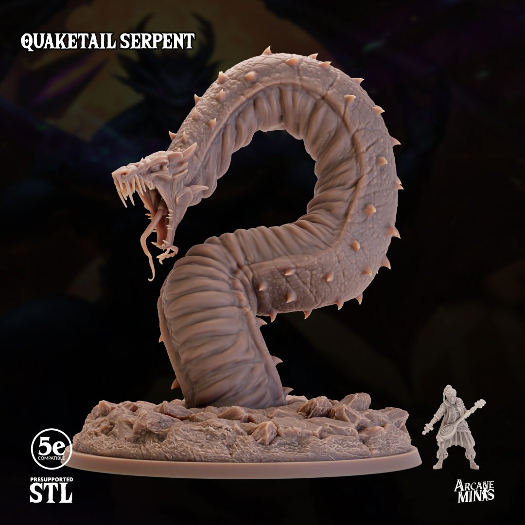 Quaketail Serpent by Arcane Minis | Please Read Description