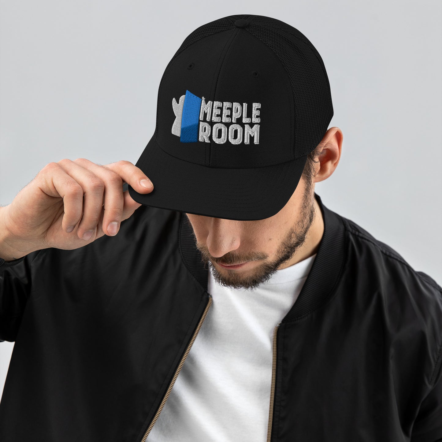 Meeple Room Trucker Cap - White Text